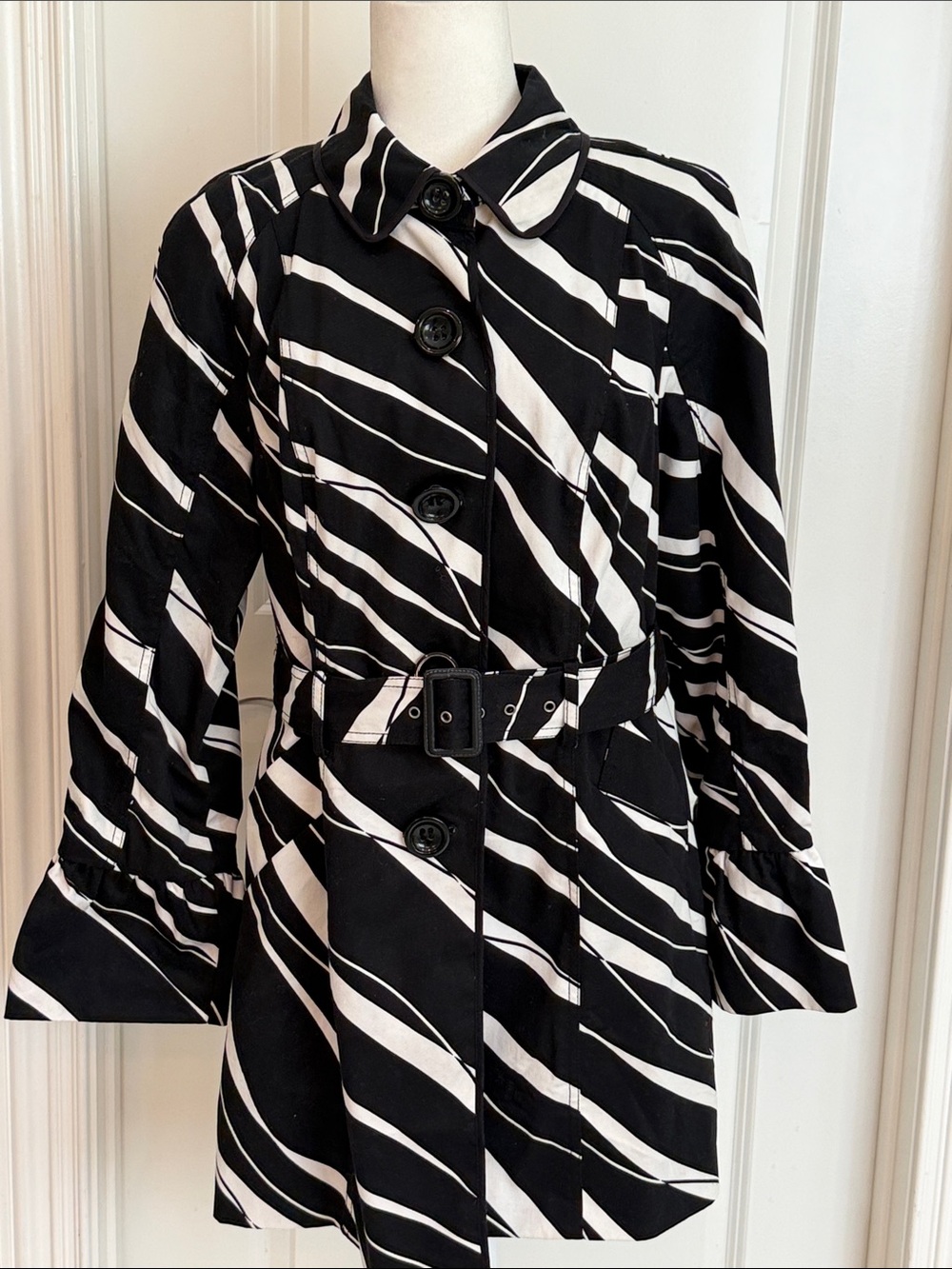 Trench Coat Black White Womens Stylish Fashionable 100% cotton